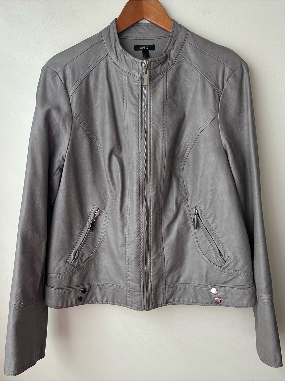 Apt. 9 Light Gray Leather Zip Jacket